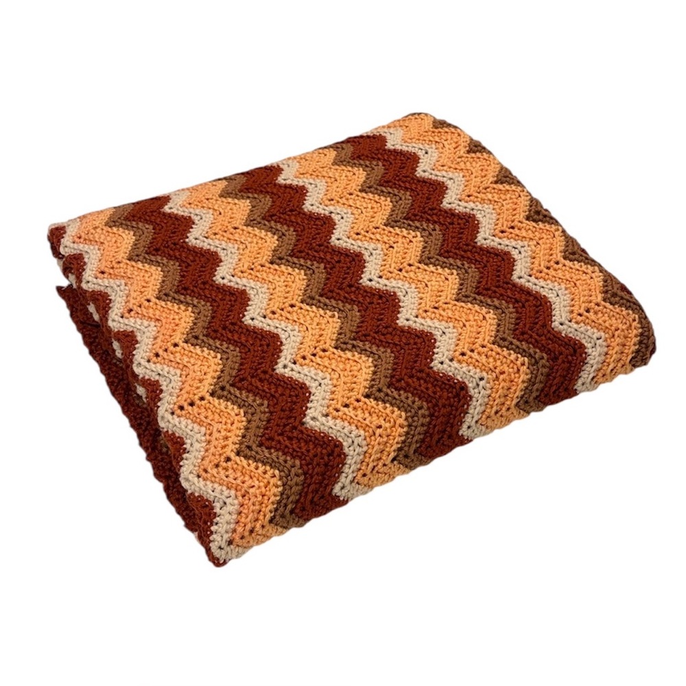 Pumpkin Spice Swirl Crotchet Throw Blanket